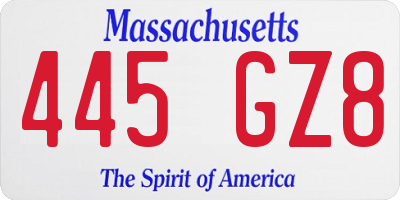 MA license plate 445GZ8