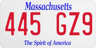 MA license plate 445GZ9