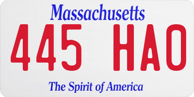 MA license plate 445HA0