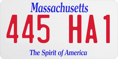 MA license plate 445HA1
