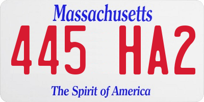 MA license plate 445HA2