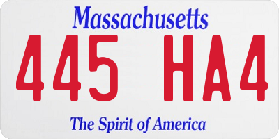MA license plate 445HA4