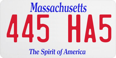MA license plate 445HA5