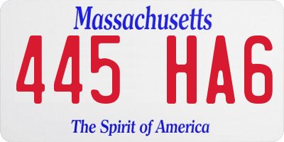 MA license plate 445HA6