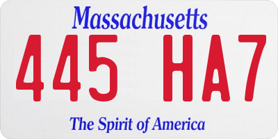 MA license plate 445HA7