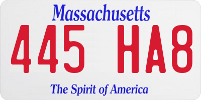 MA license plate 445HA8