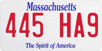 MA license plate 445HA9