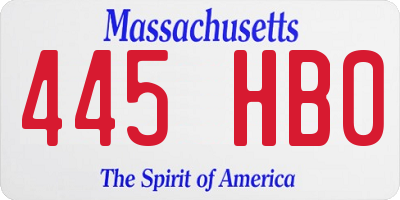 MA license plate 445HB0