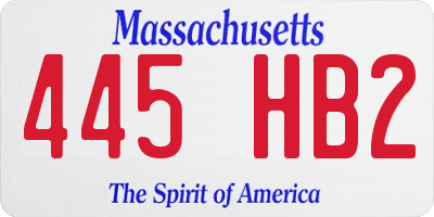 MA license plate 445HB2