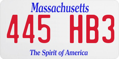 MA license plate 445HB3