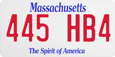 MA license plate 445HB4
