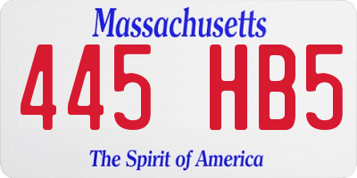 MA license plate 445HB5