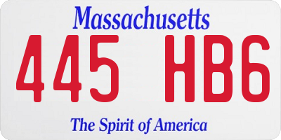 MA license plate 445HB6