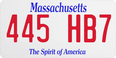 MA license plate 445HB7