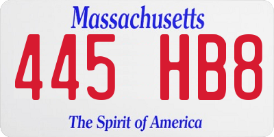 MA license plate 445HB8