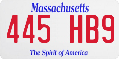 MA license plate 445HB9