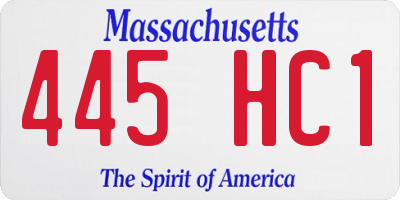 MA license plate 445HC1