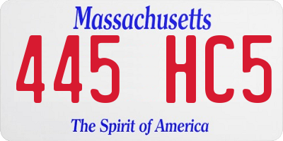 MA license plate 445HC5