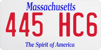MA license plate 445HC6