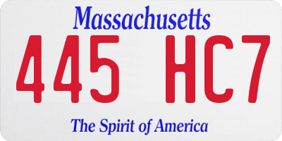 MA license plate 445HC7