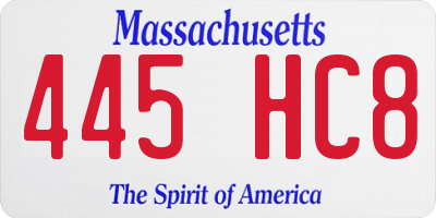MA license plate 445HC8