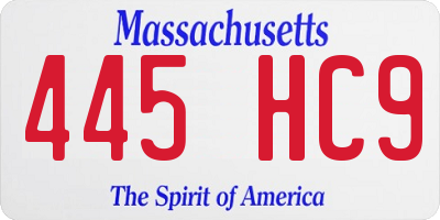 MA license plate 445HC9