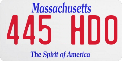 MA license plate 445HD0