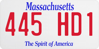 MA license plate 445HD1