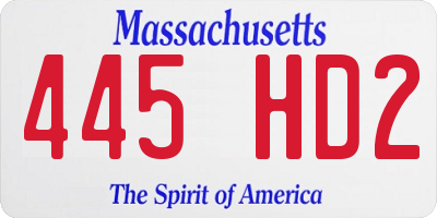 MA license plate 445HD2
