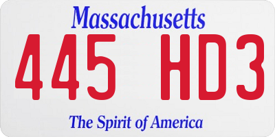MA license plate 445HD3