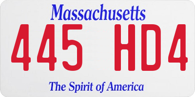 MA license plate 445HD4