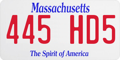 MA license plate 445HD5