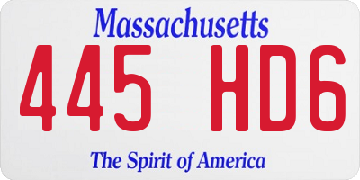 MA license plate 445HD6