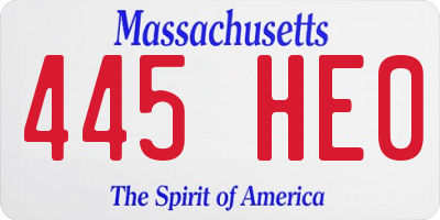 MA license plate 445HE0