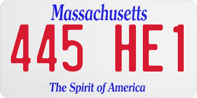 MA license plate 445HE1