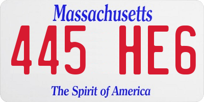 MA license plate 445HE6