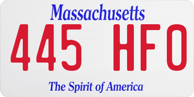 MA license plate 445HF0