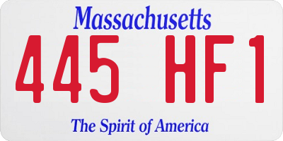 MA license plate 445HF1