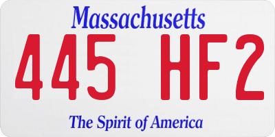 MA license plate 445HF2