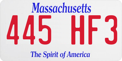 MA license plate 445HF3