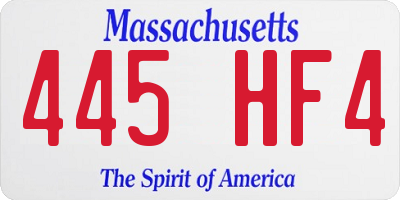 MA license plate 445HF4