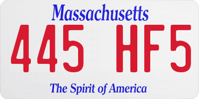 MA license plate 445HF5
