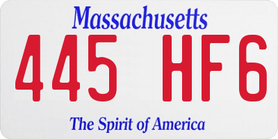 MA license plate 445HF6