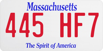 MA license plate 445HF7