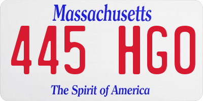 MA license plate 445HG0