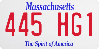 MA license plate 445HG1