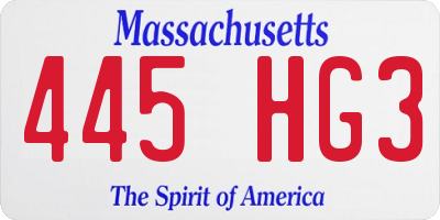 MA license plate 445HG3