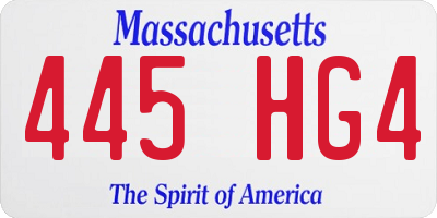 MA license plate 445HG4