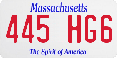 MA license plate 445HG6