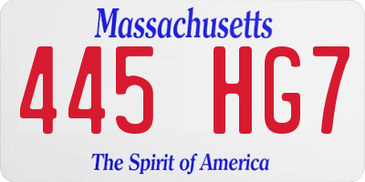 MA license plate 445HG7